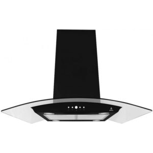 SUPRA CAMPANA  DE ISLA DE CRISTAL CURVO 90 CM BLACK